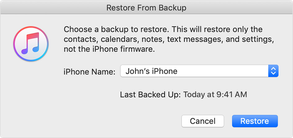Apple iPhone 7 restore iCloud backup
