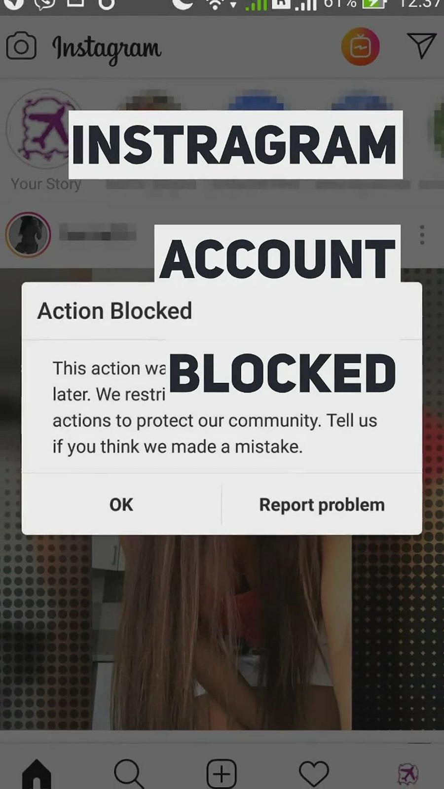 'Video thumbnail for Instagram account blocked: cannot be liked or tagged, and account is restricted'