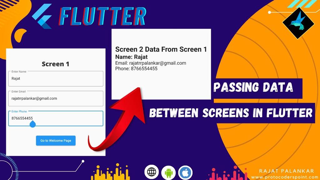 'Video thumbnail for Flutter Passing Data Between Screen | Send data from one page to another in flutter'