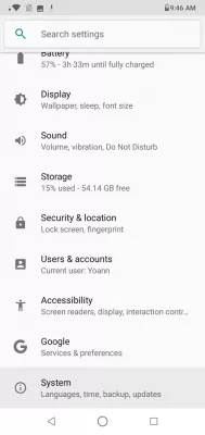 How to factory reset Google Pixel phone? : System settings in settings menu