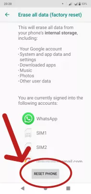Disadvantages of Factory Reset [Android] : Erase all data: factory reset option on Android