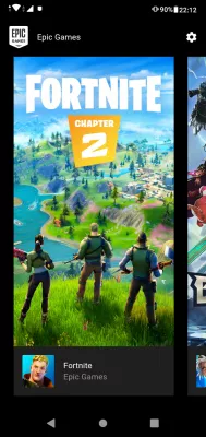 Download and install mobile Fortnite from the Epic store for Android : Game installation selection on Epic store for Android