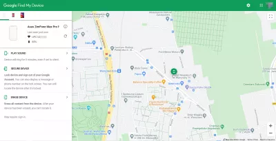 alcatel Pixi 4 (5) Locate My Phone: Find Your Lost Device! : Google Find My Device displaying lost phone current location