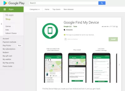 Az Android feloldása a Google-val megtalálja a készüléket : A Google megtalálja a készülék Android alkalmazást a Play Áruházban