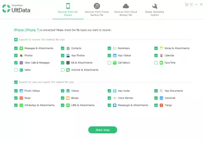 Jak obnovit data pro iPhone pomocí UltData - iPhone Data Recovery : Před zahájením skenování si můžete vybrat, co chcete skenovat. Čím více skenujete, tím více času to zabere.