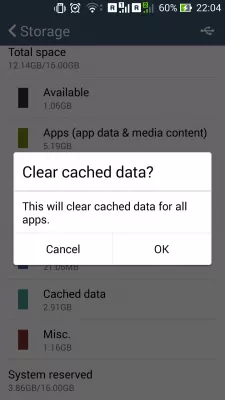 Effacer la partition de cache Android : Supprimer les données en cache confirmation Android
