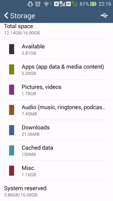 Effacer la partition de cache Android : Entrée divers dans les paramètres de stockage