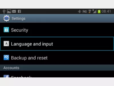 Change input language Android : Fig 2 : Android language settings menu