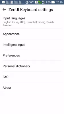 Change input language Android : Language preferences settings with different keyboard options