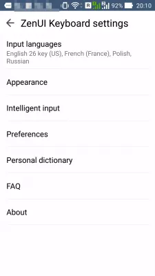 Baguhin ang Android ng input ng input : Mga setting ng kagustuhan sa wika na may iba't ibang mga pagpipilian sa keyboard