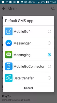 How to change the default messaging app on Android : Default SMS app selection
