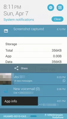 How to get rid of voicemail notification icon on Android? : App info box when long tapping the notification