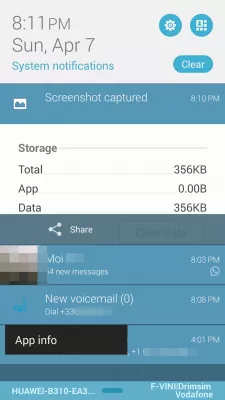 Hvordan slippe af med voicemail notification ikon på Android? : App info boks, når du tager lang tid på notifikationen