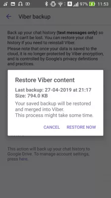 How to transfer Viber to new phone? : Restore Viber content from options