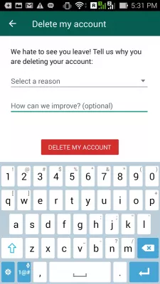 How to unblock yourself on WhatsApp? : Delete my account confirmation