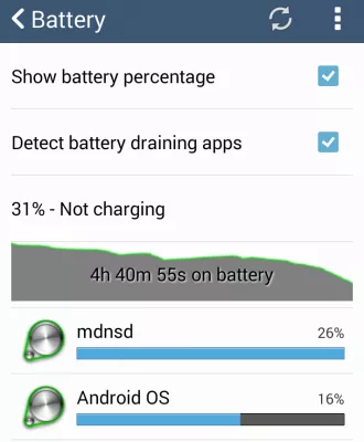 MDNSD 안드로이드 페이스 북이 응답하지 않음 : MDNSD Android 배터리 최대 사용