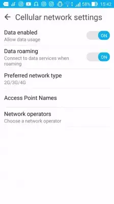 MMS-сообщения не отправляются на телефон Android : Меню активации мобильных данных и активация роуминга данных