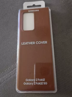 Samsung Galaxy Z Fold 2 Review : Samsung Galaxy Z Fold 2 brown leather cover case
