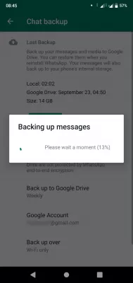 Transfer Messages in WhatsApp Messenger from iOS to Android : Creating a backup file from text messages in Whatsapp