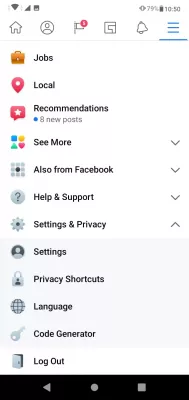 How to appear offline on Facebook app and Messenger? : Open Facebook app settings with three lines menu