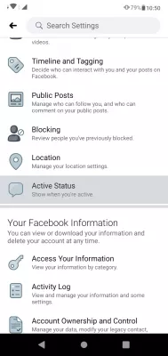 Como aparecer offline no aplicativo do Facebook e no Messenger? : Navegue até a opção de status ativo