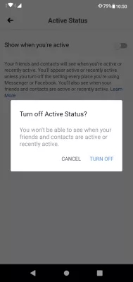 How to appear offline on Facebook app and Messenger? : Turn off the show when you're active option