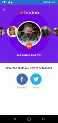 Como se destacar gratuitamente no Badoo? : Selecione o compartilhamento para a opção do Facebook para compartilhar de forma privada