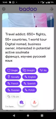 7 Badoo Tricks : Badoo profile with interesting bio