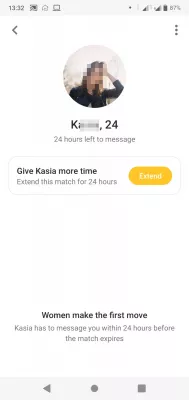5 Bumble Tricks : Bumble match: ladies has 24h to message first