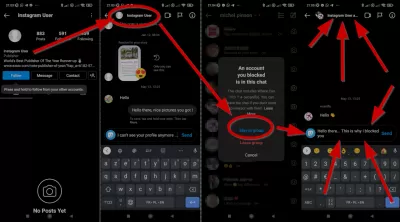 Kā tērzēt ar kādu, kas jūs bloķēja Instagram?
