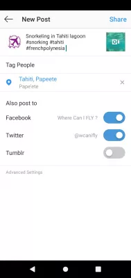 How to upload video to Instagram in 5 easy steps? : Adding description, tags, location, and sharing to Facebook