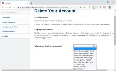 How to delete Instagram account? Erase Instagram account : How to delete an Instagram account permanently, Instagram account deletion instructions and information