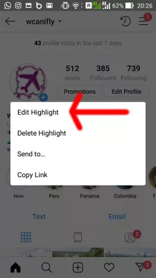 Cara membuat sampul highlight Instagram : Hapus sorotan di Instagram