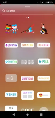Instagram: how to get a rainbow circle around your avatar? : Selecting a rainbow sticker to add to Instagram story