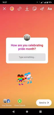 Instagram: how to get a rainbow circle around your avatar? : Creating a story with a pride sticker