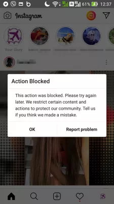 Instagram Действие заблокирована ошибка : Action blocked инстаграм что это