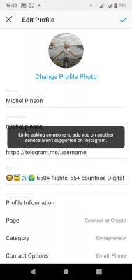 Instagram Acțiune a blocat eroare : Eroare a legăturii Instagram neautorizate: linkurile care solicită cuiva să vă adauge pe un alt serviciu nu sunt acceptate pe Instagram.