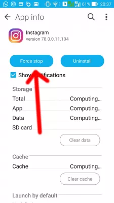 Instagram app keeps crashing, how to solve? : Force stop application to solve Instagram keeps stopping