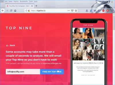 How to make an Instagram best nine : Enter email address for topnineapp notification