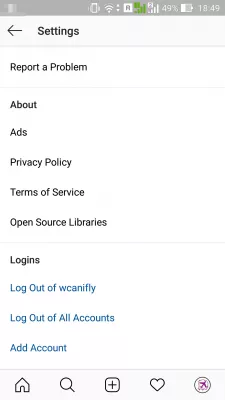 Instagramのビデオのアップロードを解決する方法 : アカウントのログアウトオプションを探しています
