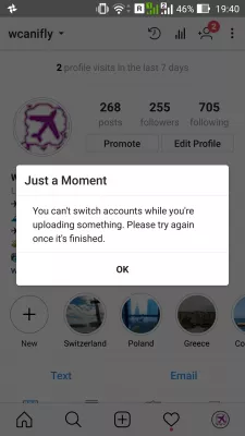 ¿Cómo resolver el video de instagram Subir Stuck? : No se puede desconectar de Instagram mientras la carga de un video está atascada