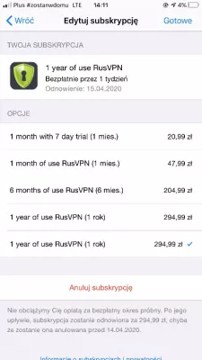 Why and how to set up a VPN on your iPhone (7-day trial version) : RusVPN Subscription Plans: 1 month, 6 months, 1 year