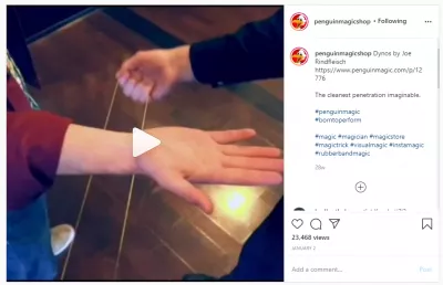  7 influencers show us their most commented Instagram post : Magic trick with rubber band on @penguinmagicshop Instagram