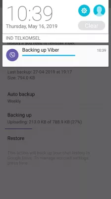 Viber How To Restore Deleted Messages? : Viber backup in progress