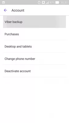 Viber How To Restore Deleted Messages? : Viber backup menu in Account settings