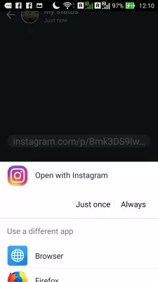 How to share Instagram videos on WhatsApp status : Open status link in WhatsApp