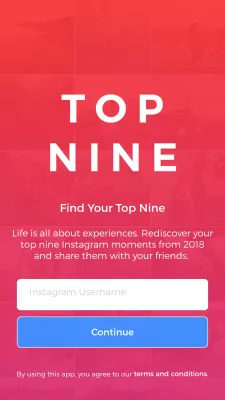 Top Nine Instagram review : Field for Instagram account handle to generate best nine pictures of the year