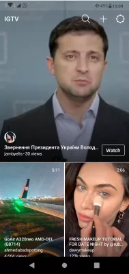 How to upload a video to IGTV from phone? : IGTV main screen