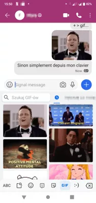 10 Reasons To Use Signal Private Messenger : Playing and searching for GIFs in a conversation from the keyboard