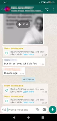 En Attente De Ce Message Solution [Whatsapp] : Messages non remis dans la conversation de groupe car l'expéditeur n'a pas allumé son téléphone